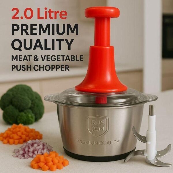 Stainless Steel Manual Food Chopper 2L ( Random colors )