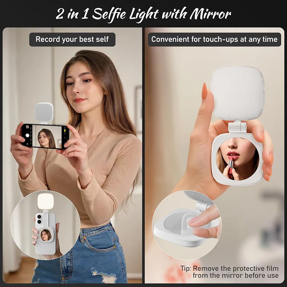 Foldable Magnetic Fill Light with Mirror & Phone Stand