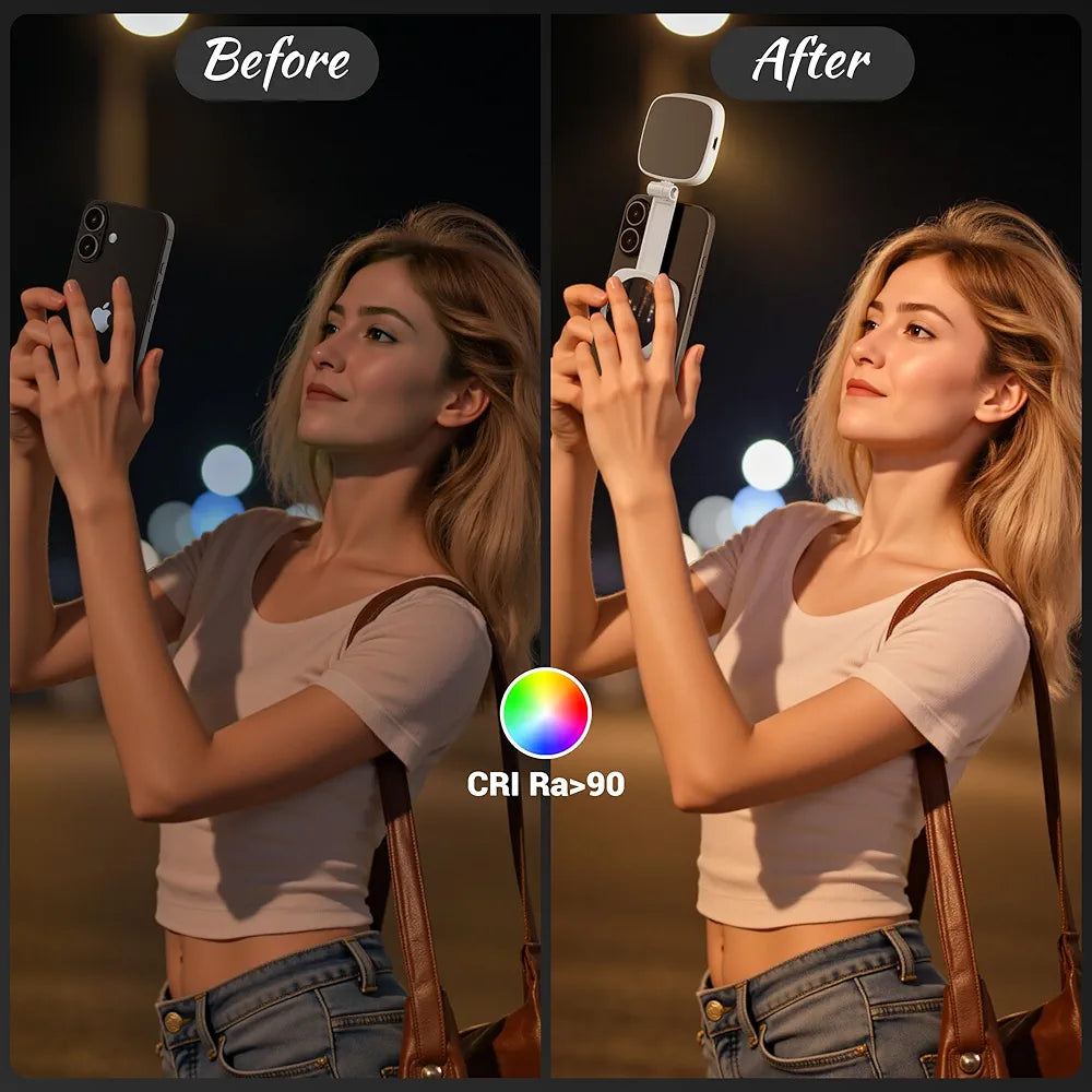 Foldable Magnetic Fill Light with Mirror & Phone Stand