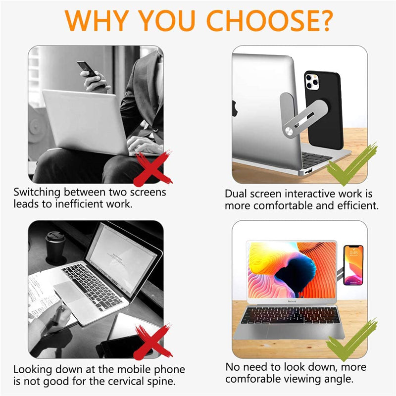 Magnetic Foldable Laptop Side Phone Holder